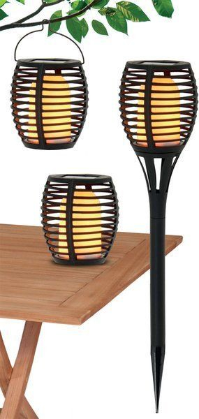 Lampë kopshti me diell Torch Flames 4‑në‑1, LED, 65 cm, e zezë