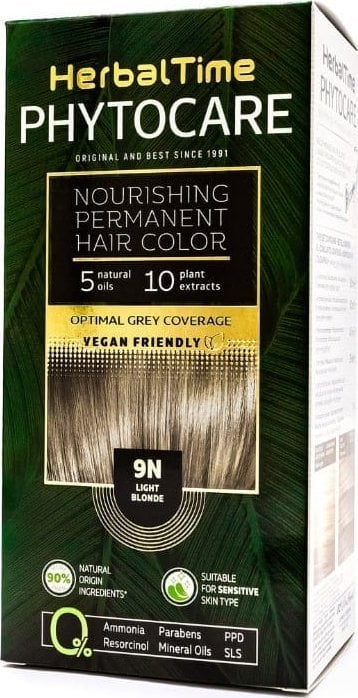 Ngjyrë flokësh Herbal Time Natural Dye 9N bjonde e çelët, pa amoniak, vegane