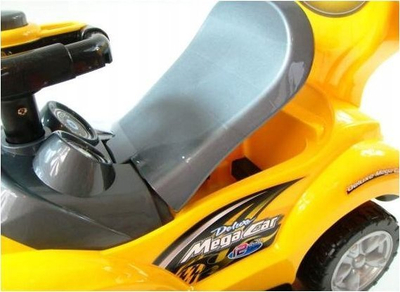 Makinë lodër me rrota Dolu Mega Car, 3 në 1, me dorezë për shtyrje, e verdhë