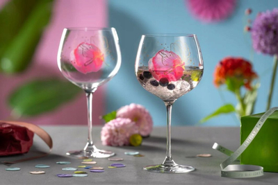 Kupë gin Leonardo Presente, 750ml, dekor lule, transparente