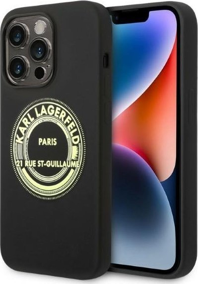 Mbrojtëse telefoni Karl Lagerfeld KLHCP14LSRSGRCK, për iPhone 14, silikon, gri
