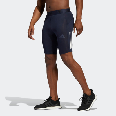 Tuta të shkurtra kompresuese Adidas Techfit 3 Stripes për meshkuj, pambuk sintetik, kompresion, blu