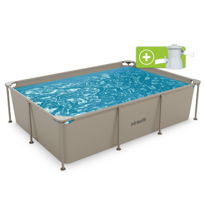 Pishinë me kornizë VirtuFit Rectangular Pool, 260 x 180 x 66 cm, me pompë filtri, bezhë