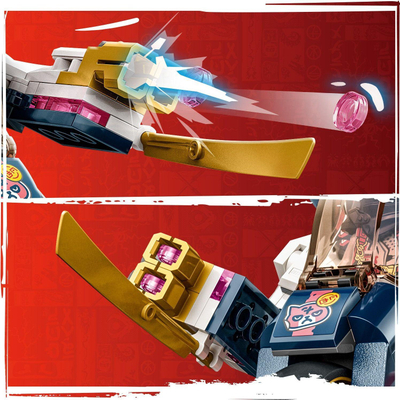 Set lodrash LEGO Ninjago Sora’s Transforming Mech Bike Racer 71792, motor robot që kthehet, për kalamaj 8+