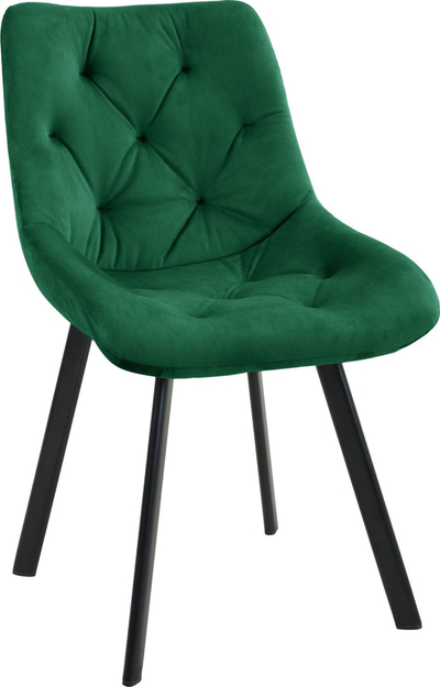Karrige ngrënieje Velvet SJ33, material velvet, këmbë metal, jeshile e errët