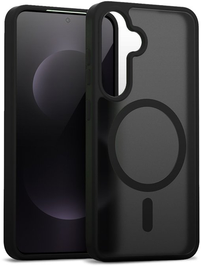 Mbështjellës telefoni Crong Hybrid Matte Magnetic, MagSafe, për Samsung Galaxy S25 FE, i zi