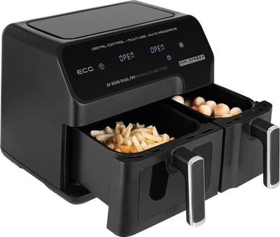 Fritezë ajri ECG Dual Fry AF-8300, 8.3L, dy ndarje, e zezë