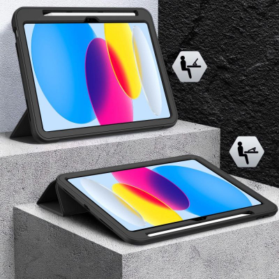 Mbrojtëse tablet Tech-Protect Endurance për iPad 10.9" 2022 dhe 11" 2025, me vend për stilolaps, me këmbë mbështetëse, e zezë