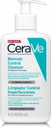 Xhel pastrimi për fytyrë CeraVe Blemish Control, 236 ml, për lëkurë me akne