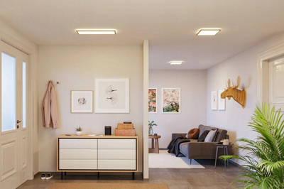 Panel drite tavan LED Paulmann Atria Shine, 22W, dritë e ngrohtë, kornizë dru natyral
