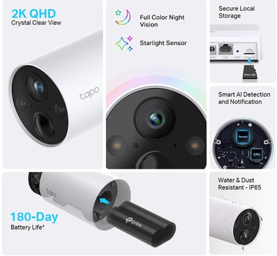 Kamerë sigurie e jasthme TP-LINK Tapo C420S2 - 2x Tapo C420, 1x Tapo H200, e bardhë