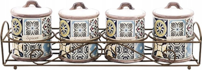 Set enësh për erëza Maestro MR20005-04CS, 4 copë, qeramike, me raft metalik