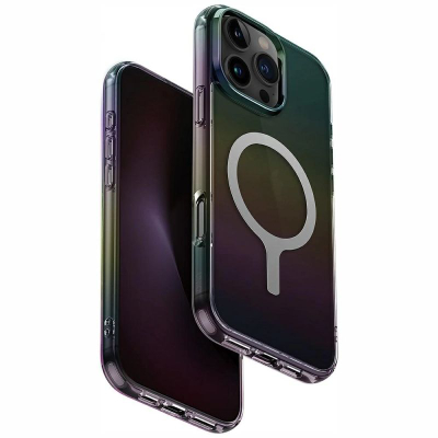 Заштитна маска UNIQ Iridescia MagClick, за iPhone 16 Pro Max, компатибилна со MagSafe, Midnight
