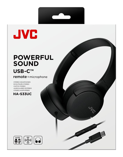 Kufje me kabllo JVC HA-S33UC, USB-C, me telekomandë, të zeza