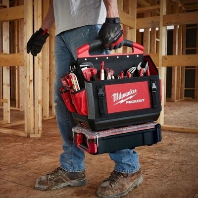 Çantë veglash Milwaukee Packout Tote, 500mm, material balistik, e kuqe