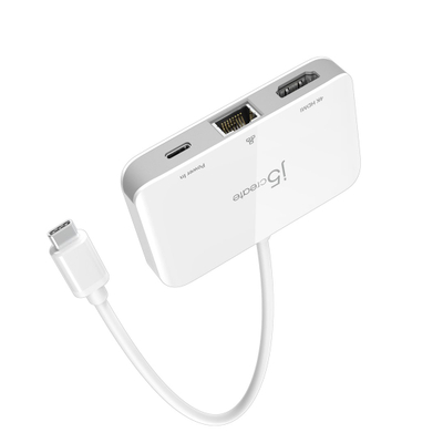 Адаптер USB C J5create JCA351 N, HDMI 4K, Етернет, Power Delivery, бел