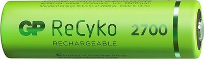 Bateri të karikueshme GP ReCyko AA, 2600mAh, Ni MH, jeshile