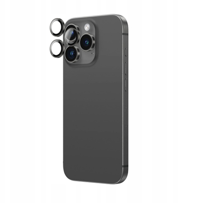 Mbrojtës kamere AmazingThing AR Aluminum 3 Lens Glass për iPhone 16 Pro 16 Pro Max, xham i kalit, kornizë alumini, i zi
