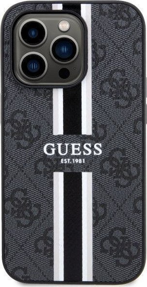 Kapak telefoni Guess 4G Printed Stripes MagSafe për iPhone 14 Pro, TPU PC, i zi