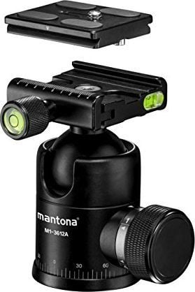Kokë trepodi Mantona Onyx 12 Ball Head, ngarkesë 12kg, piaster Arca-Swiss, e zezë