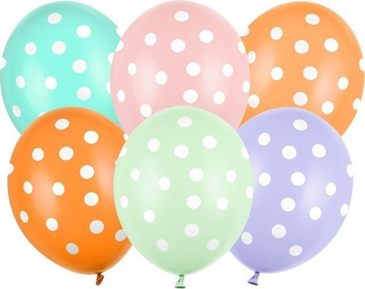 Balona dekorative me pika Dots, 30cm, set me 6 copë, ngjyra pastel