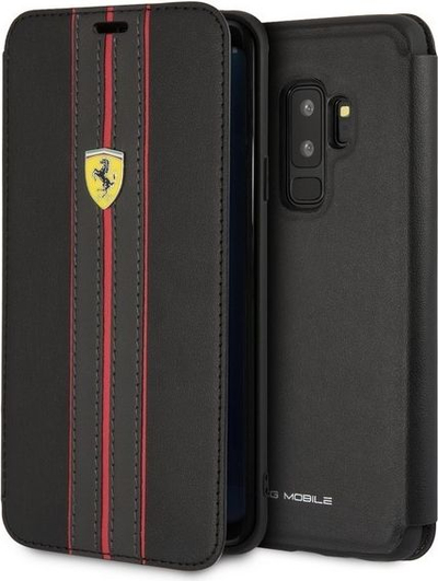Këllëf telefoni Ferrari Book Urban për Samsung Galaxy S9 Plus, lëkurë, i zi