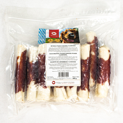 Shujtë për qen Maced White Stick with Duck, shkopinj 12.5cm, 500g
