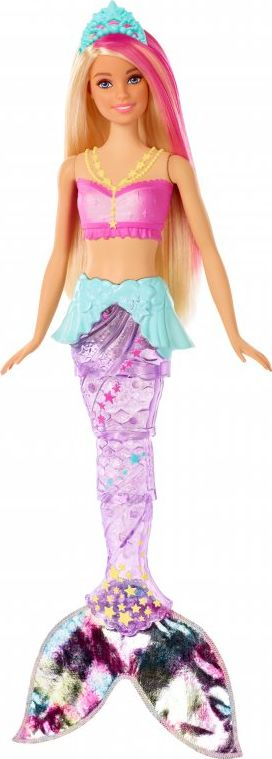 Kukull sirenë Barbie Dreamtopia Shining Tail me bisht shumëngjyrësh dhe flokë bjonde me rozë