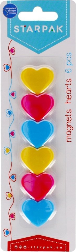 Magnet zemre STRAPAK Heart, set 6 copë, shumëngjyrësh