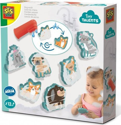 Set lodrash me ujë Ses Creative Tiny Talents Aqua Dog Wash, për kalamaj 12M, me shumë ngjyra