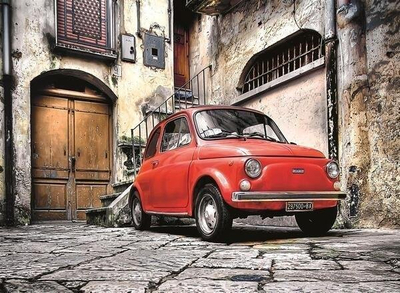 Puzzle Clementoni Fiat 500, 500 copa, 49 x 36 cm, shumëngjyrësh