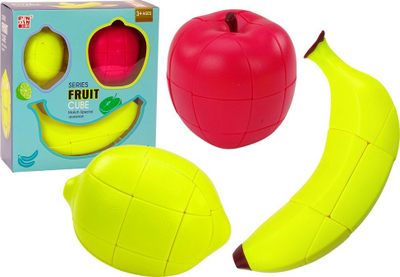 Puzzle edukativ 3D me fruta Lean Toys, plastik, të verdhë e të kuqe