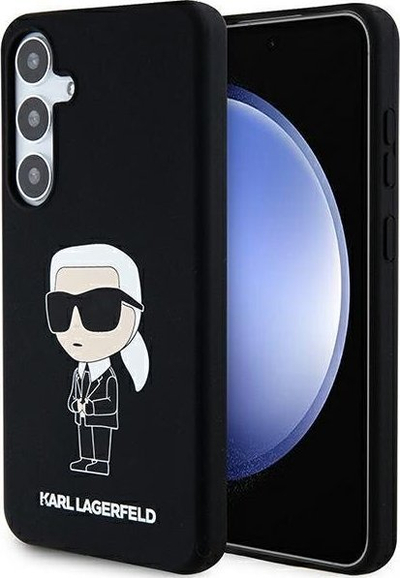 Kapak telefoni Karl Lagerfeld Ikonik NFT Liquid Silicone për Samsung Galaxy S24, cover mbrapa, i zi