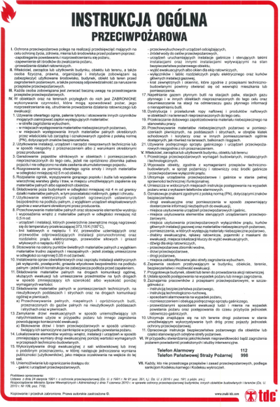 Tabla udhëzuese zjarrfikëse General Fire Safety Instruction, PVC, 24.5x35cm, e kuqe