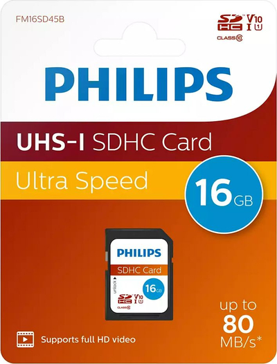 Kartë memorie Philips SDHC, 16GB, Class 10 UHS I V10