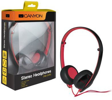 Kufje Canyon CNS-CHP2, on ear, me kabllo, 3.5 mm, të zeza me të kuqe