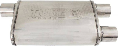 Marmitë TurboWorks D Rear Middle Muffler 70mm, çelik inox 304SS, Hi Flow, ngjyrë argjendi