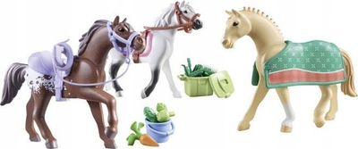 Set lodrash Playmobil 71356 Horses of Waterfall, 3 kuaj me shalë, 28 pjesë, shumëngjyrësh