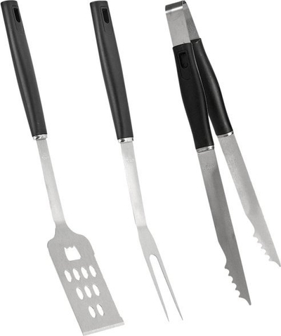 Set veglash për grill, çelik inox, me doreza të rehatisme, i zi