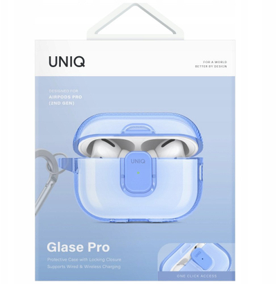 Kuti mbrojtëse Uniq Glase Pro për AirPods Pro 2, TPU, me kapak karikimi, blu