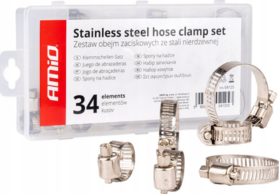 Set kapëse me vidë AMiO 04125, 34 copë, çelik inox