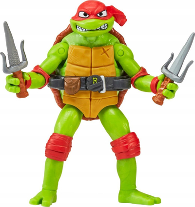 Figurinë Teenage Mutant Ninja Turtles Michelangelo Mutant Mayhem, 4.25", me nyje, shumëngjyrëshe