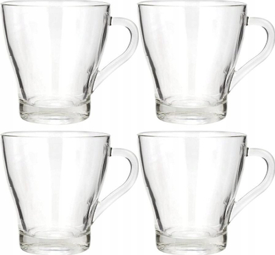 Сет чаши за кафе и чај, 4 парчиња, 300 ml, проѕирно стакло