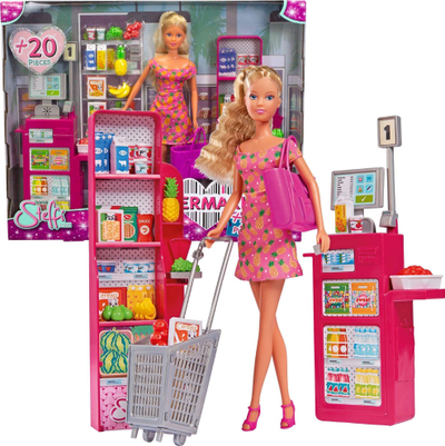 Kukull Simba Steffi Love Supermarket, set me lodra supermarket, 29 cm, nga 3 vjeç