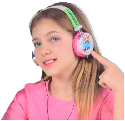 Kufje over ear për kalamaj DIY, me kabllo, me stikera për dekor, shumëngjyrëshe