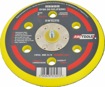 Pjatë AW Disc për sharrë orbitale, 150mm, velcro, 6 vrima, e zezë