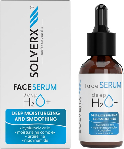 Serum për fytyrë Solverx DEEPH2O+, me acid hialuronik edhe niacinamide, 30 ml