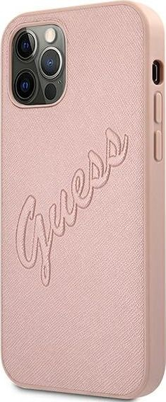 Mbulesë telefoni Guess GUHCP12LRSAVSRG për iPhone 12 Pro Max 6.7", hardcase Saffiano, rozë