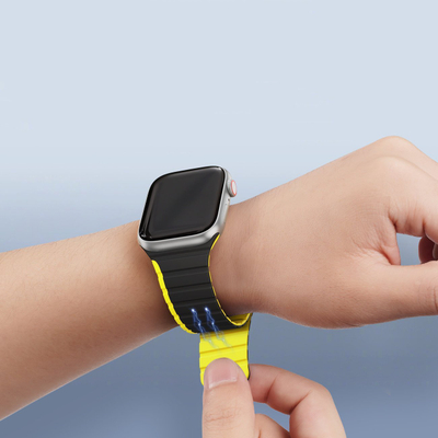 Rrip ore Apple Dux Ducis Magnetic Strap, silikon, 42 44 45 49 mm, zi me të verdhë