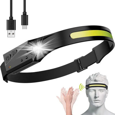 Fener koke LED WLCHL03, me sensor lëvizje, 1200 mAh, IPX4, USB C, i zi